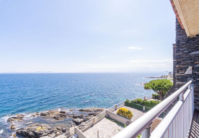 Apartment in Rosas / Roses - Apartment in first line of the sea with parking , pool and sea's view-416